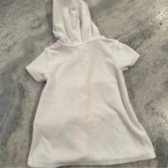Little Me White Terry Cloth Hoodie Swim Cover Up Pink Bow Ribbon Size 6-9 Month - Picture 4 of 8